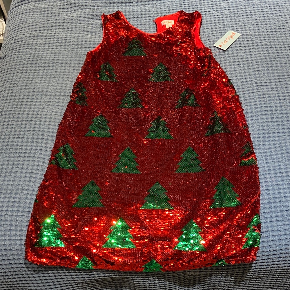 Cat & Jack Red and Green Sequin Dress